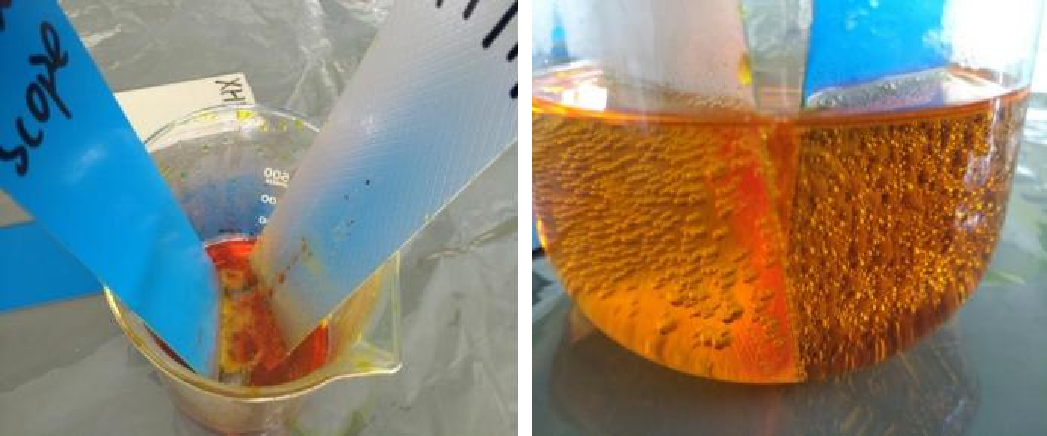 鑫宏华和某品牌板的盐酸及硝酸腐蚀试验对比